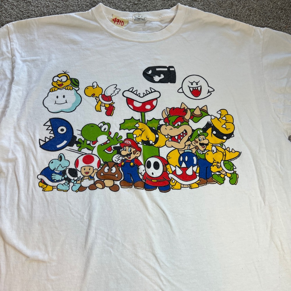 Nintendo Super Mario Bros Graphic shirt Men Large White Retro Character Print - Picture 2 of 13